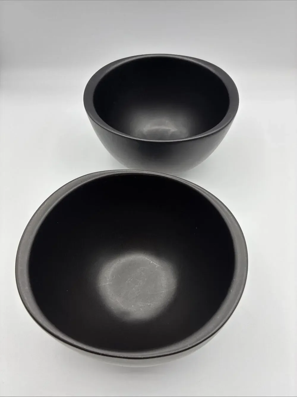 Pier 1 Modern Ebony Coupe Cereal Bowls Discontinued Made In Brazil Solid Black